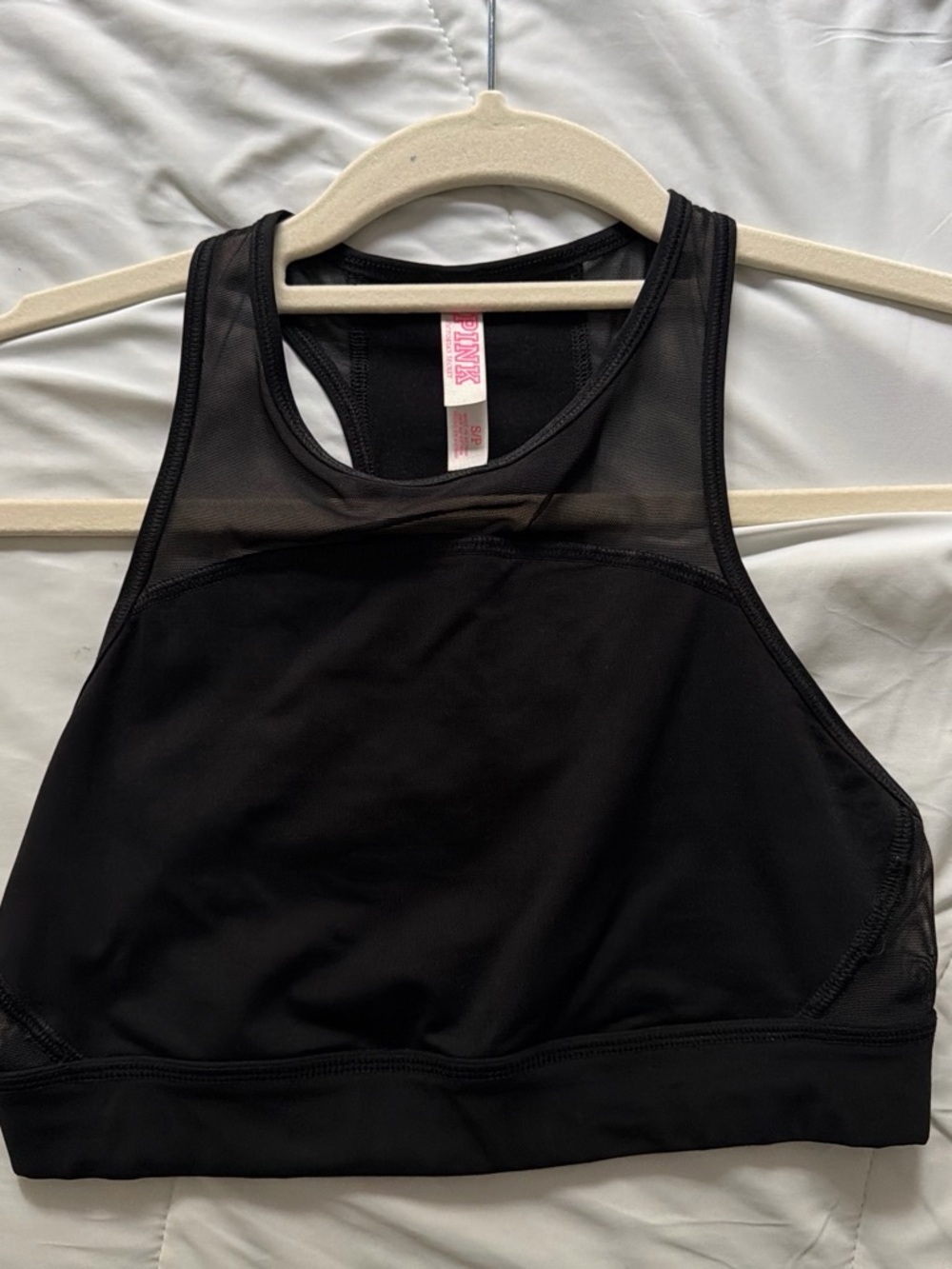 Victoria's Secret PINK Black High-Neck Mesh Sports Bra